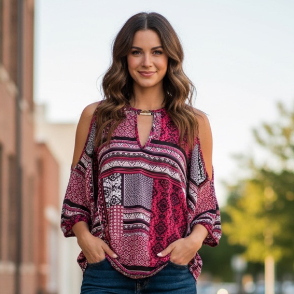 By and By Patterned Women's Top - Multicolor